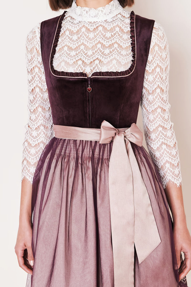 Kruger Midi Dirndl 2pcs. 60cm "Joelina" berry