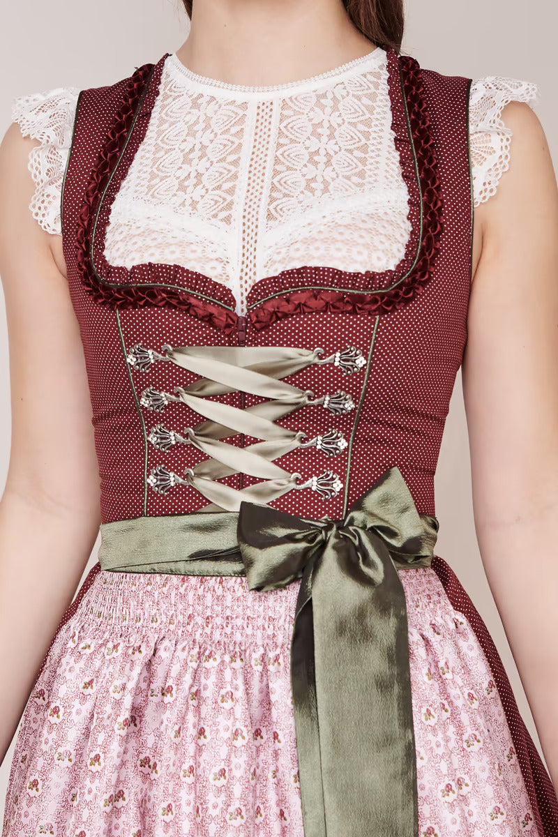 Kruger Mini Dirndl 2pcs. 50cm "Doris" red (36,38)