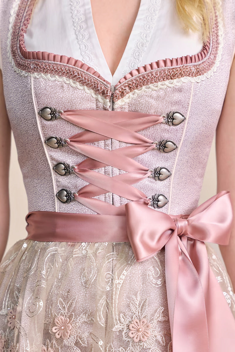 Kruger Midi Dirndl 2pcs. 60cm "Marielena" pink