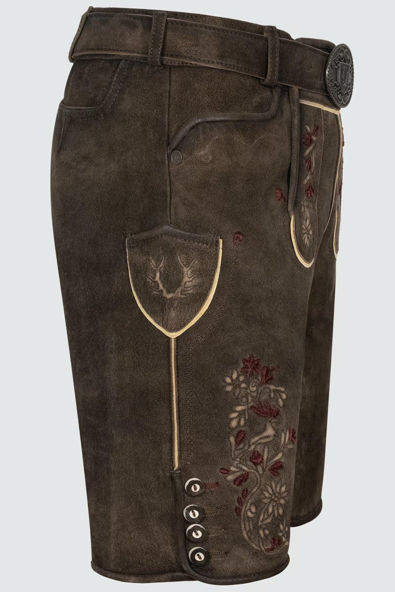 Kruger Men's Lederhosen "Olivier" with belt (brown) low stock