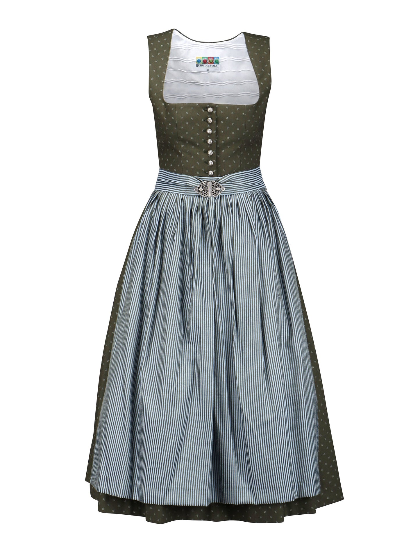 Dirndl with striped apron and clasp