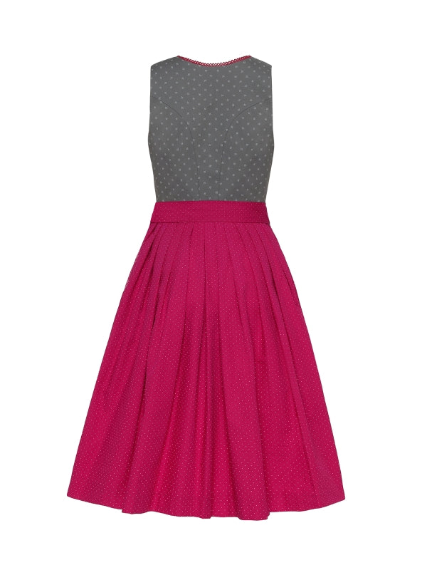 Berwin Long Dirndl 2pcs. 75cm "Nina" Gray/Red (34,36,42,50)