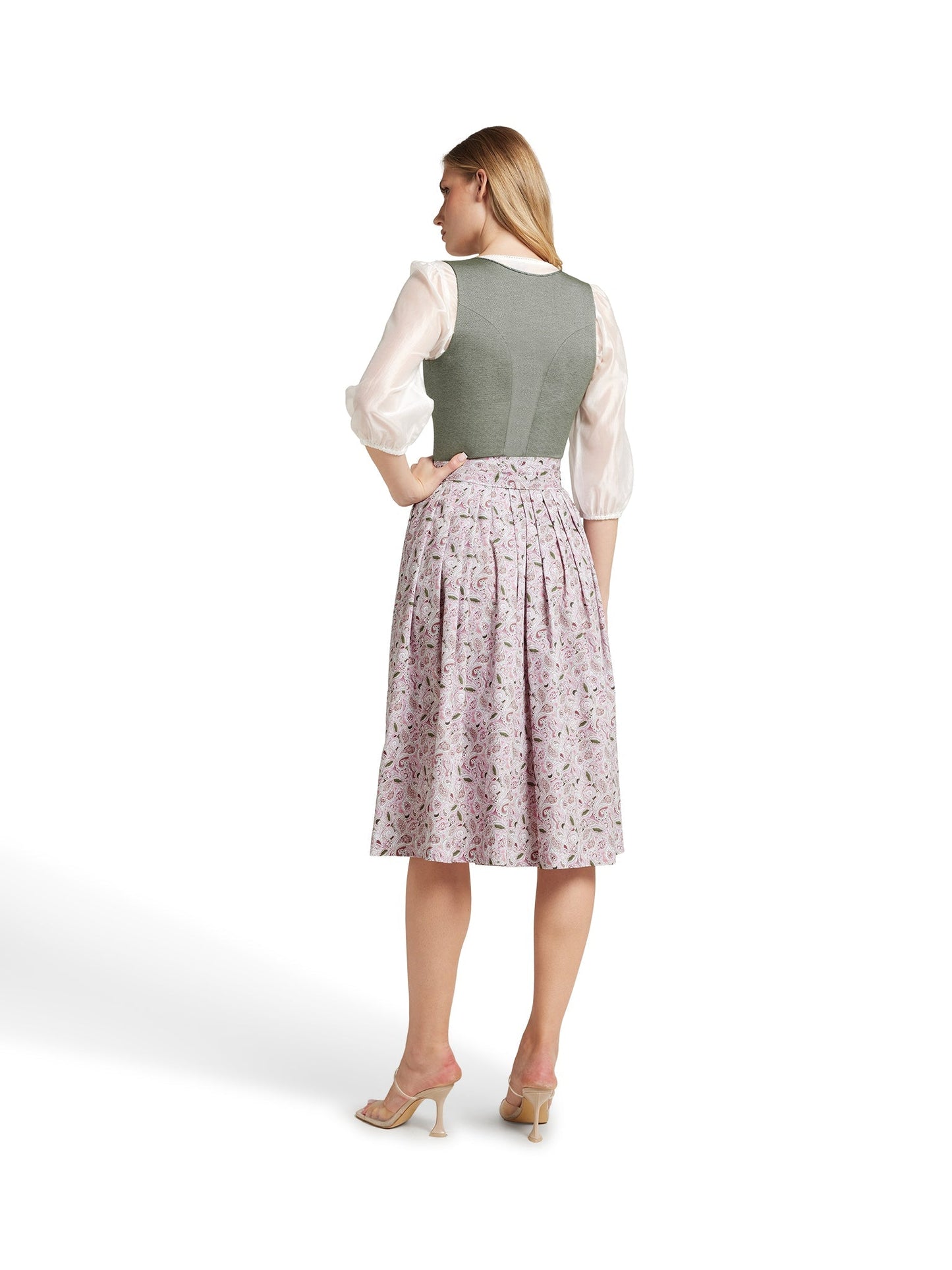 Dirndl with plain top and paisley skirt