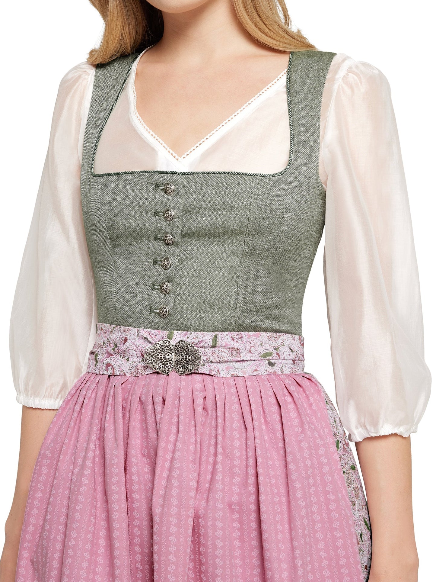 Dirndl with plain top and paisley skirt