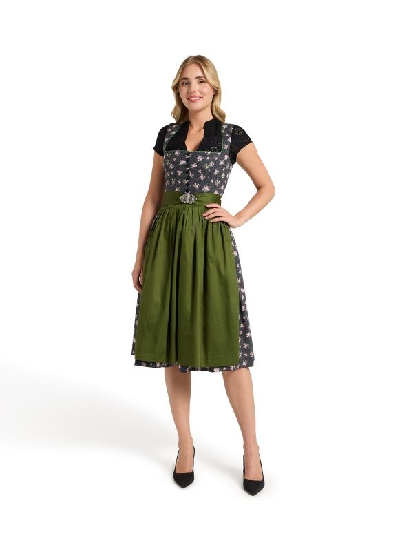 Berwin Midi Dirndl 2pcs. 60cm "Ottilie" anthracite