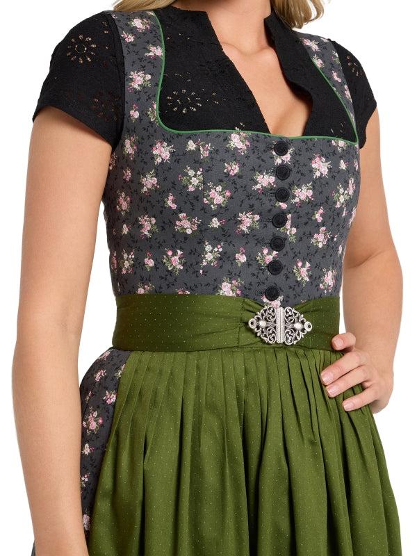 Berwin Midi Dirndl 2pcs. 60cm "Ottilie" anthracite