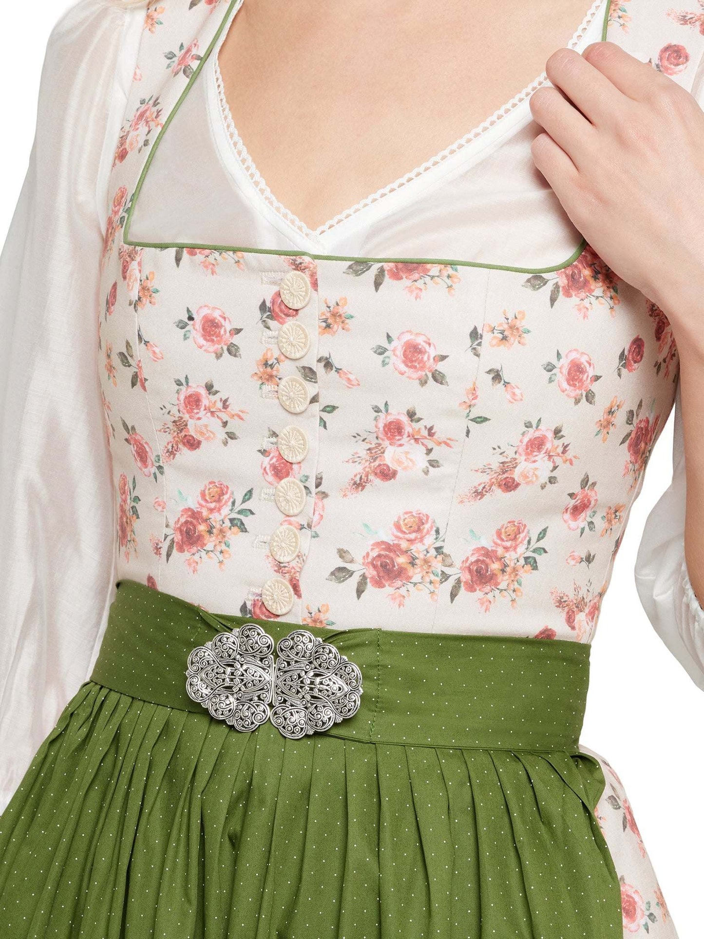 Berwin Long Dirndl 2pcs. 70cm "Alina" floral/green (36)