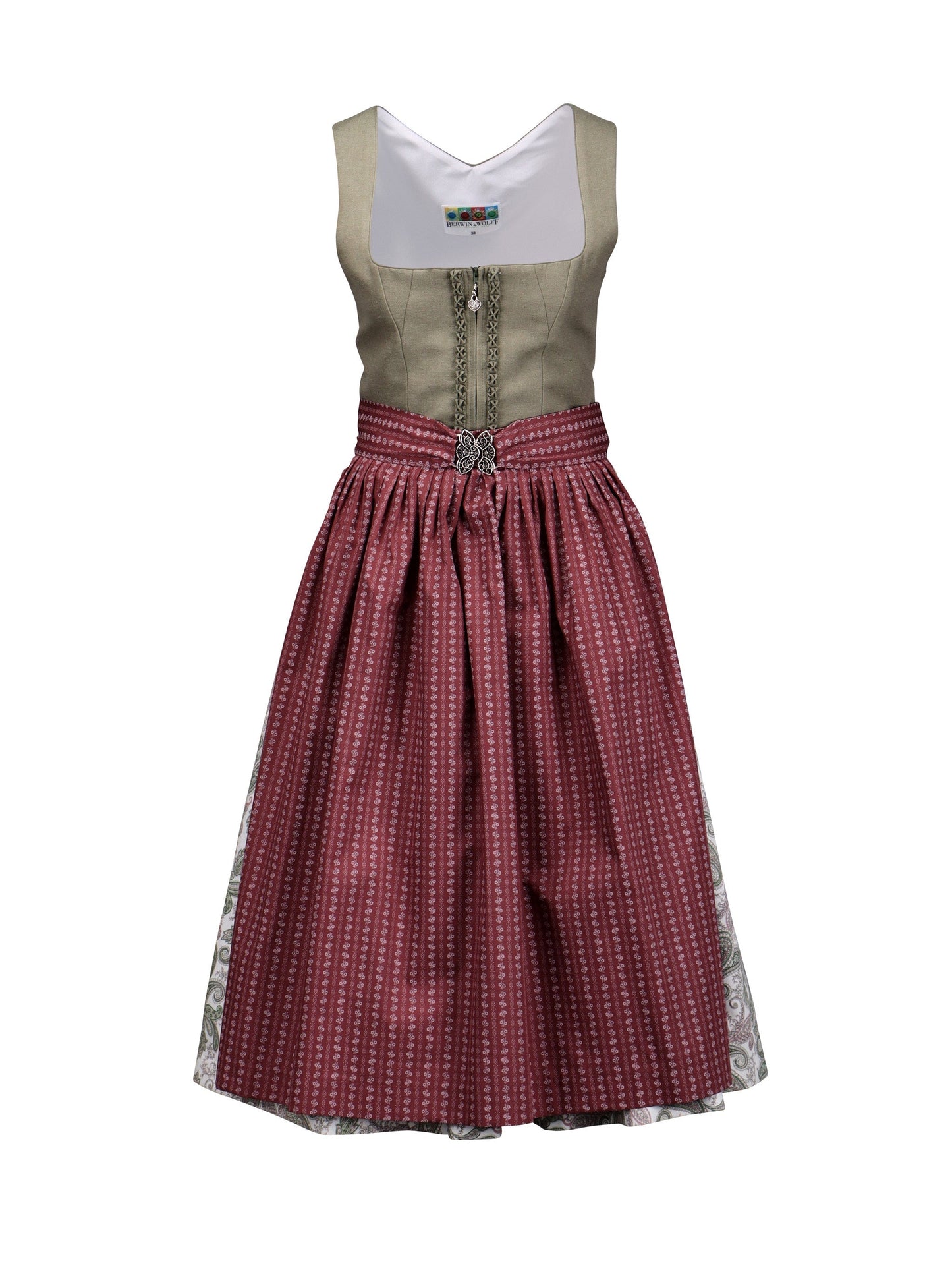 Dirndl with paisley skirt and frog mouth