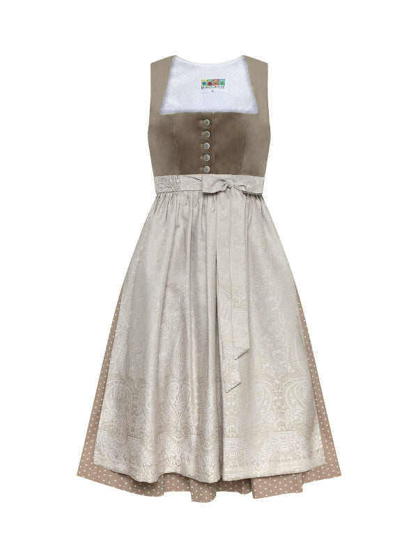 Berwin Velvet Dirndl 2pcs. 80cm "Heike" beige