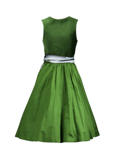 Berwin Velvet Long Dirndl 2pcs. 70cm "Hanna" green