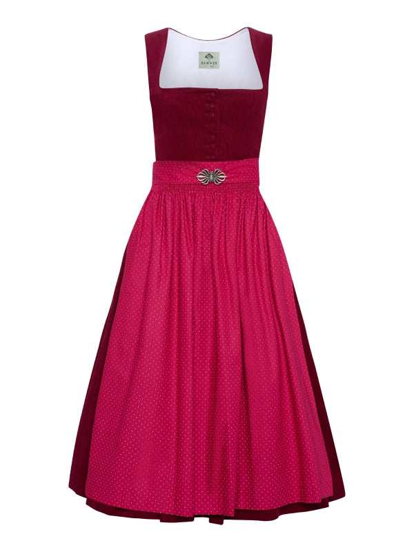 Berwin Corduroy Dirndl 2pcs. 80cm "Renate" red