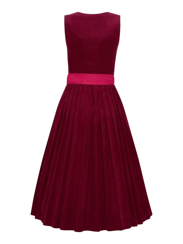 Berwin Corduroy Dirndl 2pcs. 80cm "Renate" red