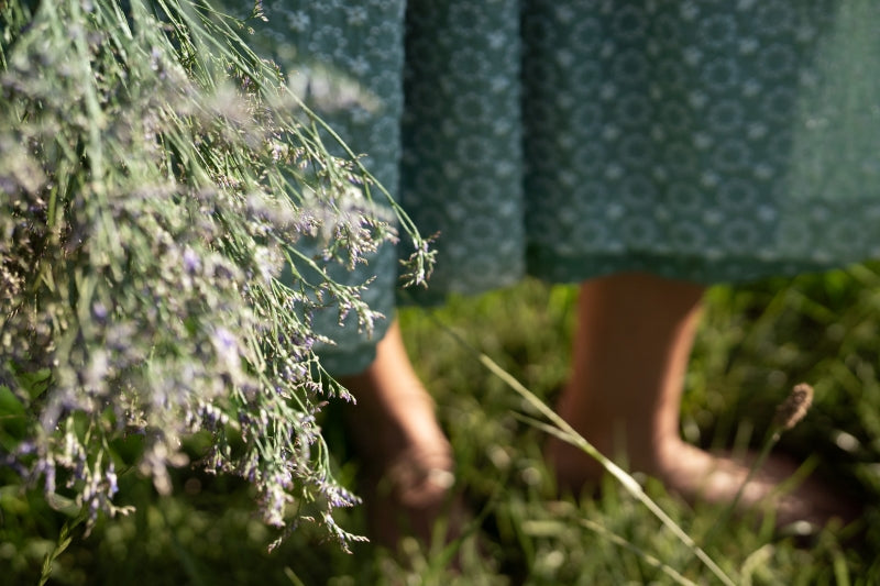 Dirndl with linen top and cotton skirt