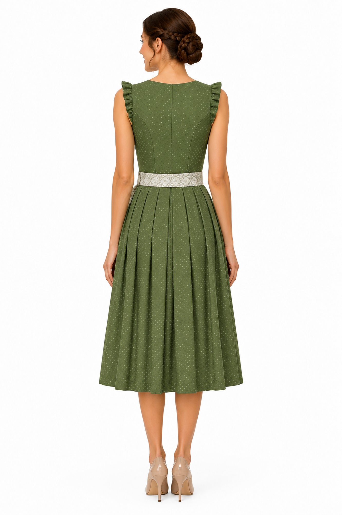 Berwin dirndl Resi olive green back view