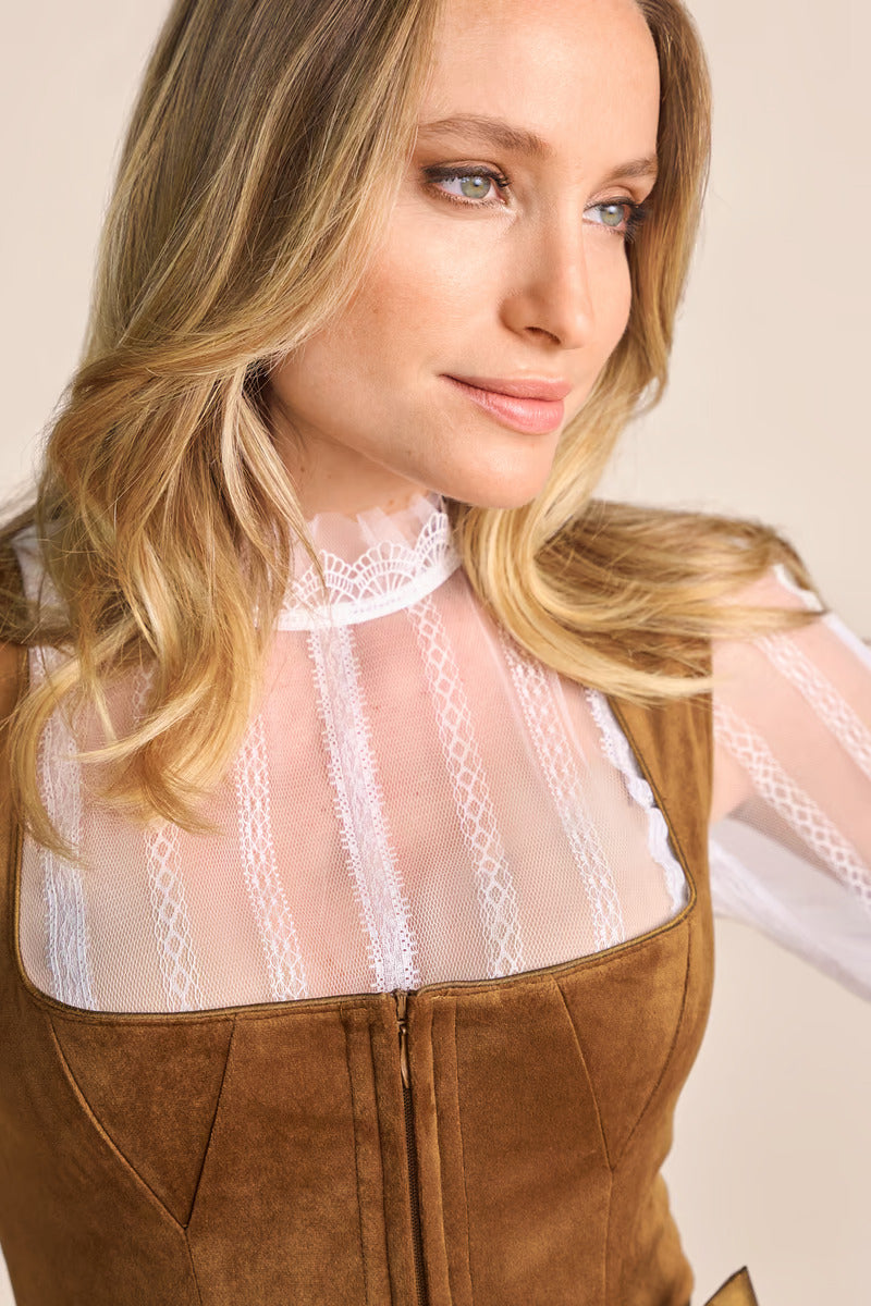 Kruger Long Dirndl 2pcs. 70cm "Suzanne" brown (closeout)