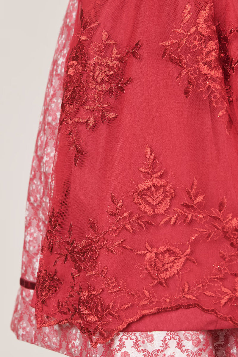 Midi Dirndl 2pcs. 50cm "Nakita" red 34,36