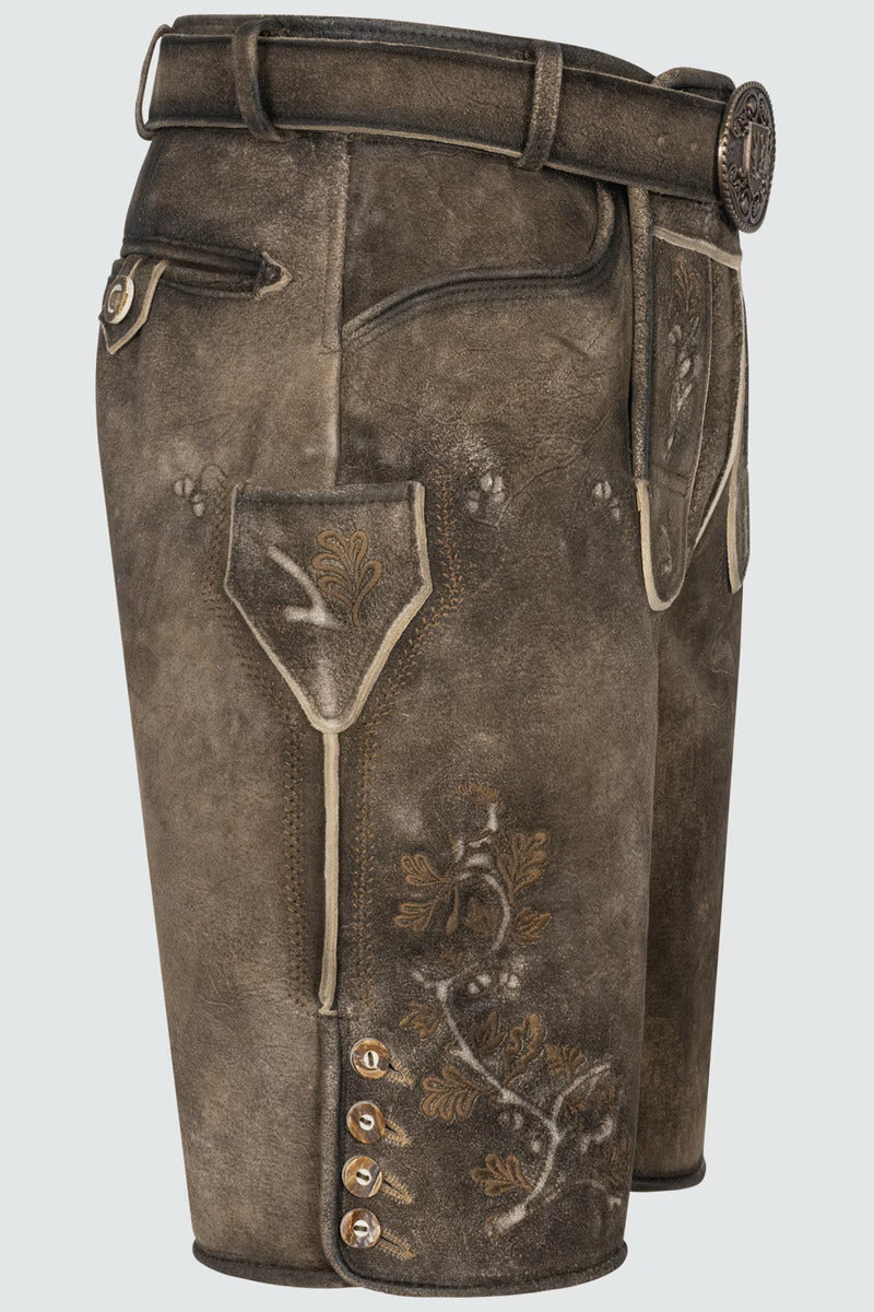 Kruger Men's Lederhosen "Wanja" (brown) with Belt