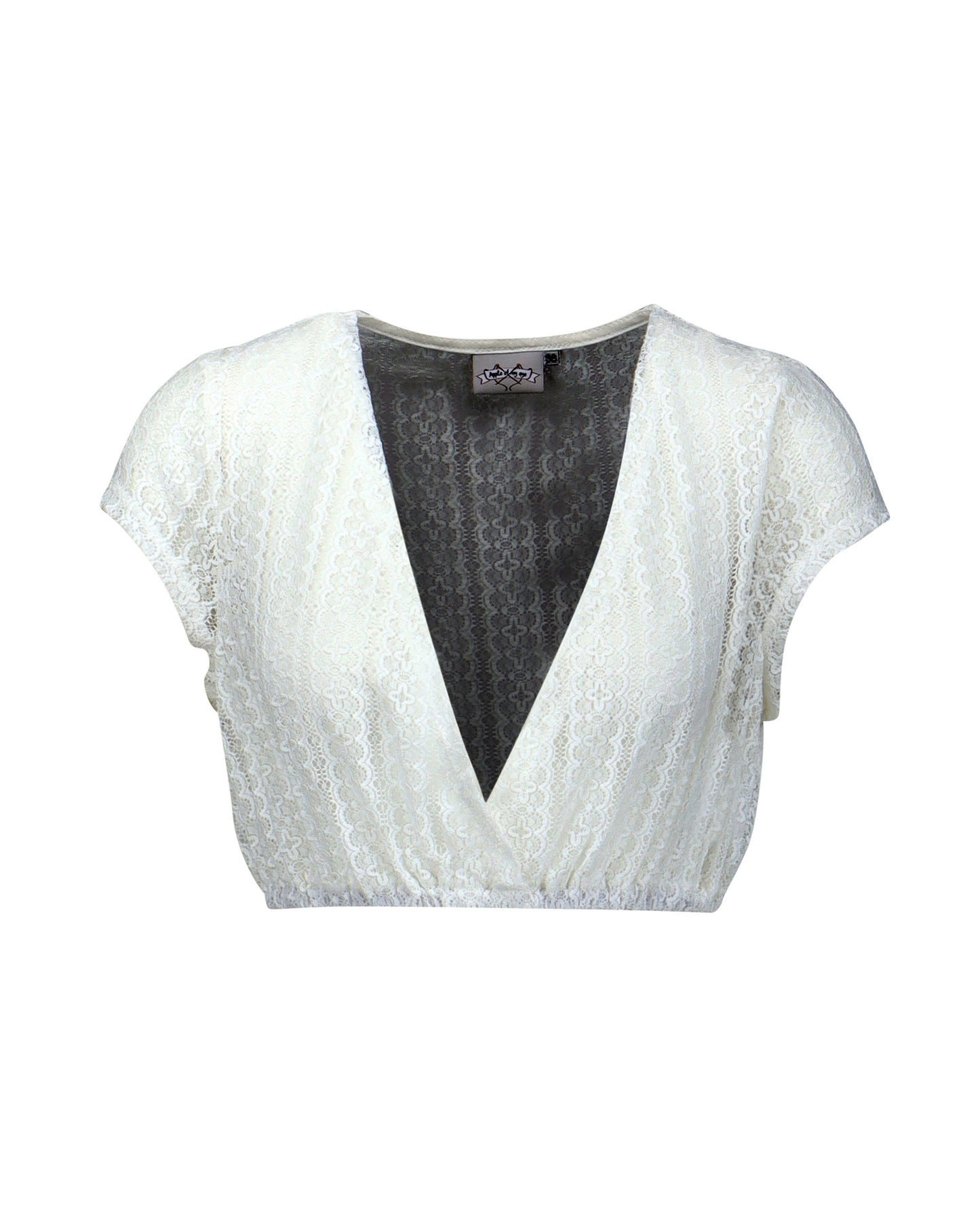 Berwin V-Neck Lace Dirndl Blouse, White