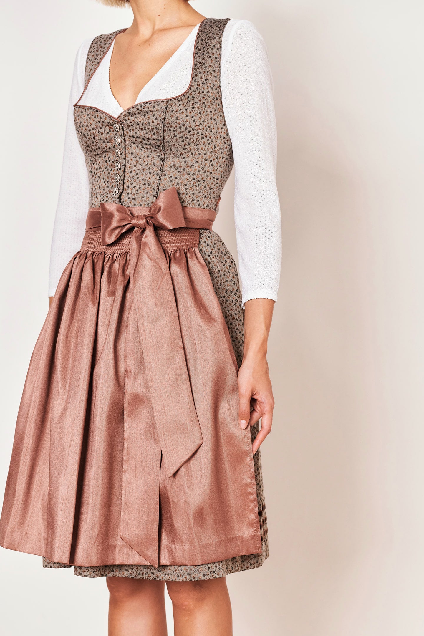 Julia Trentini Annette Midi Dirndl, Brown — 60cm