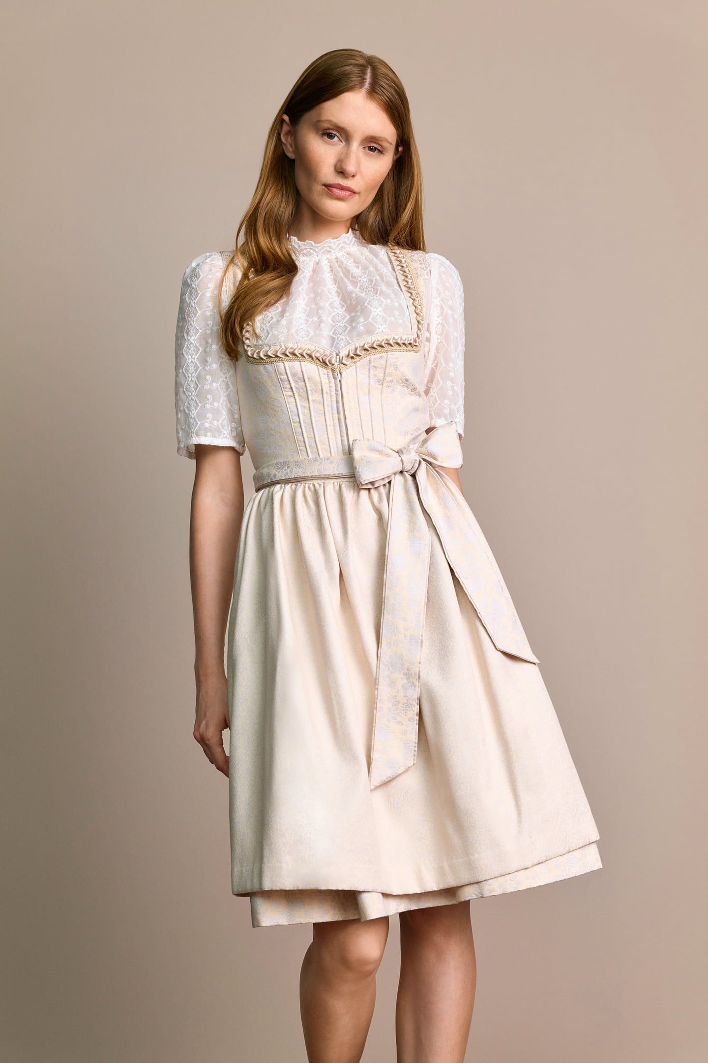 Julia Trentini Cecilia Midi Dirndl, Beige — 60cm