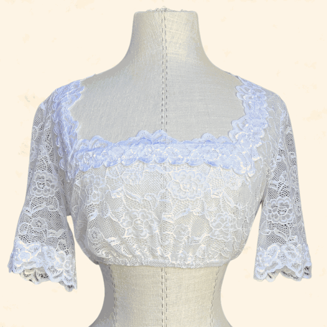 Kruger Collection Dirndl Blouse in ecru, size 36, made of 100% polyester lace.
