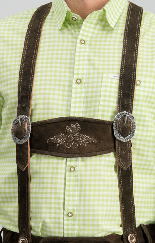 Stockerpoint Men's Lederhosen "Beppo4" Wildbock H-Straps Havana (closeout)