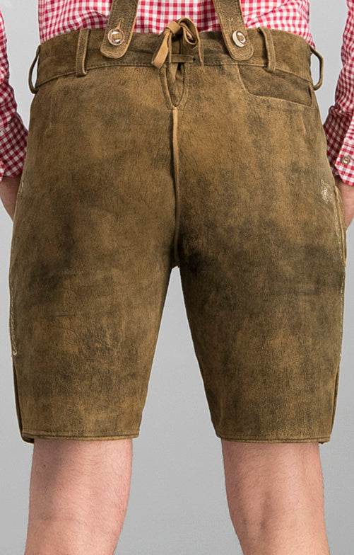 Stockerpoint Men's Lederhosen "Beppo4" Wildbock H-Straps Havana (closeout)
