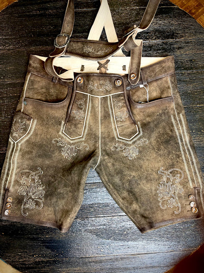 Kruger Men's Lederhosen "Austin" d. brown (w/suspenders)