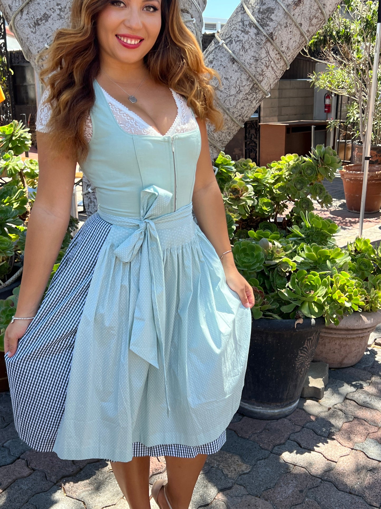 Midi Dirndl 2pcs. 60cm "Lyvia" sage (36-44)