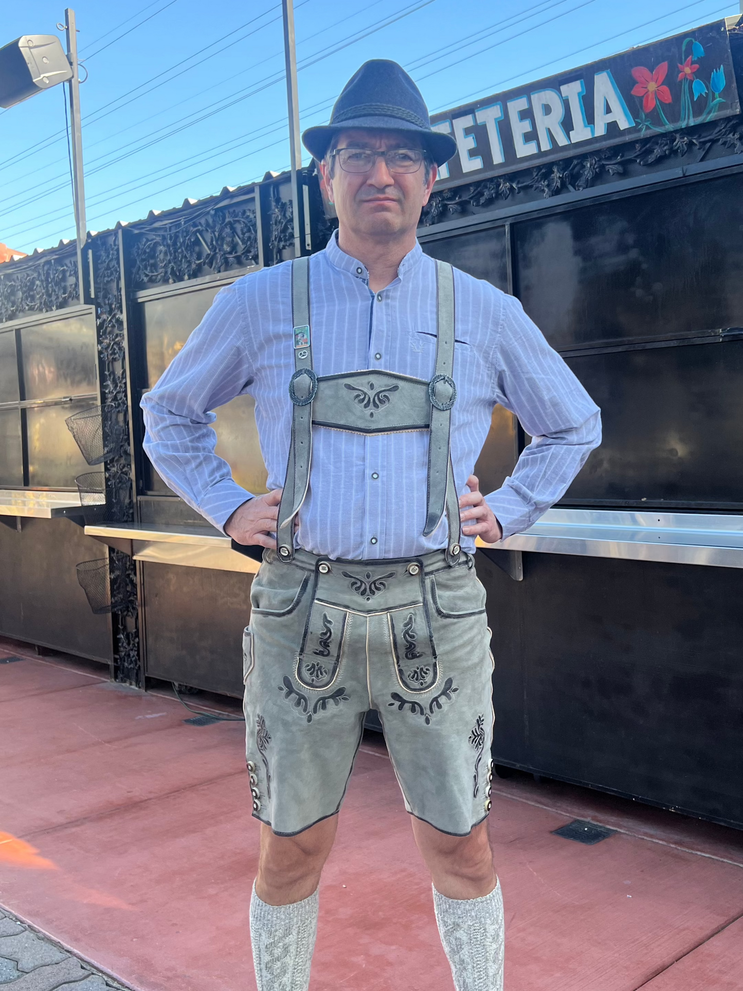Men's Lederhosen "TradKraft" H-Straps gray (sizes 46-60)