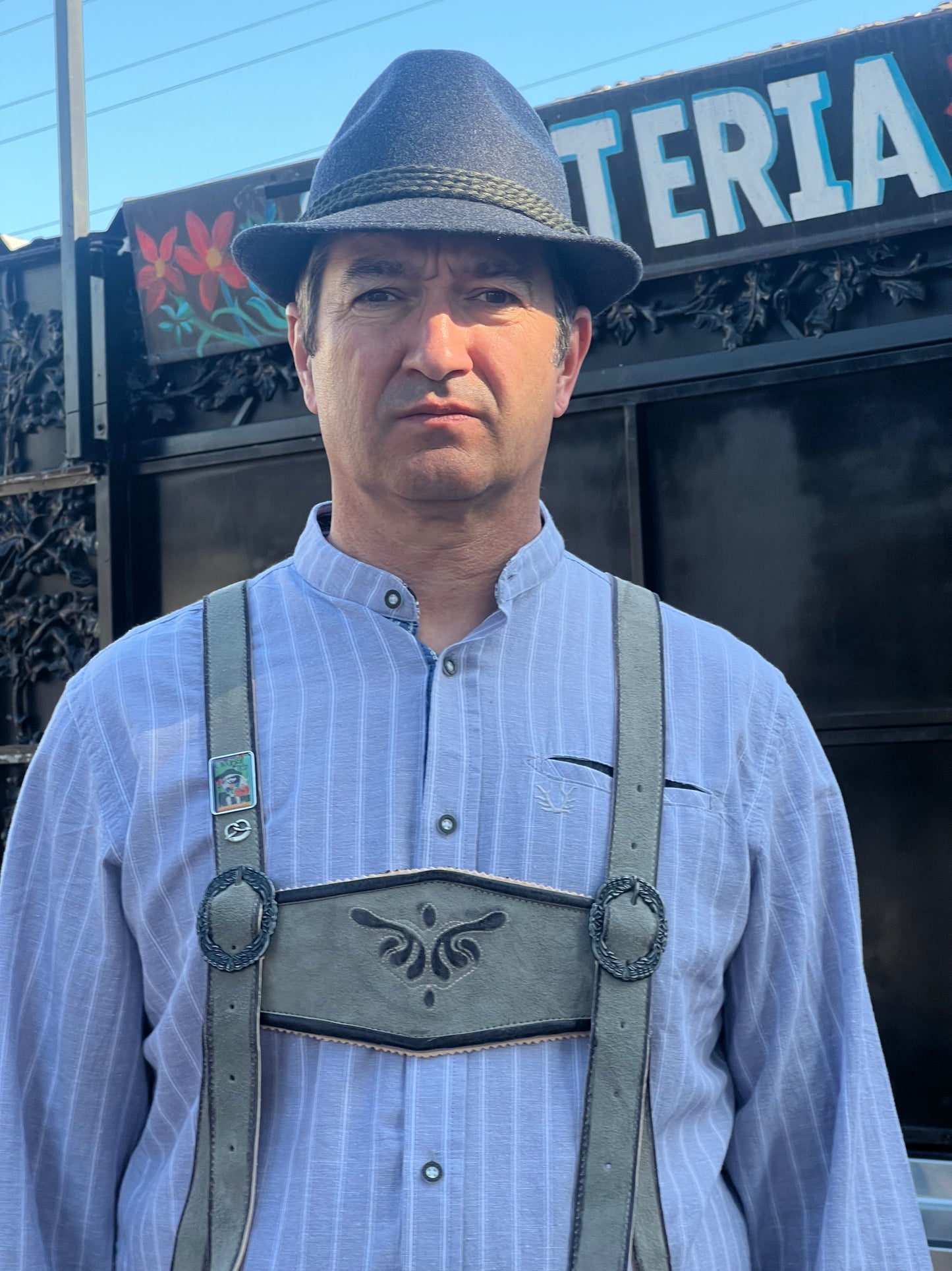 Men's Lederhosen "TradKraft" H-Straps gray (sizes 46-60)