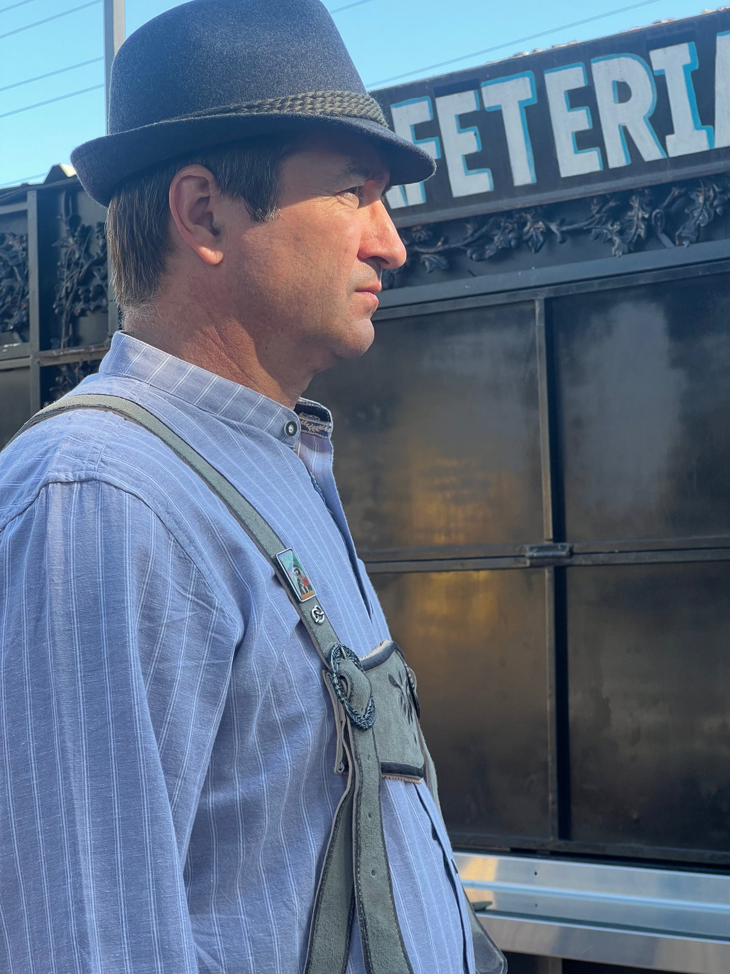 Men's Lederhosen "TradKraft" H-Straps gray (sizes 46,48,58)