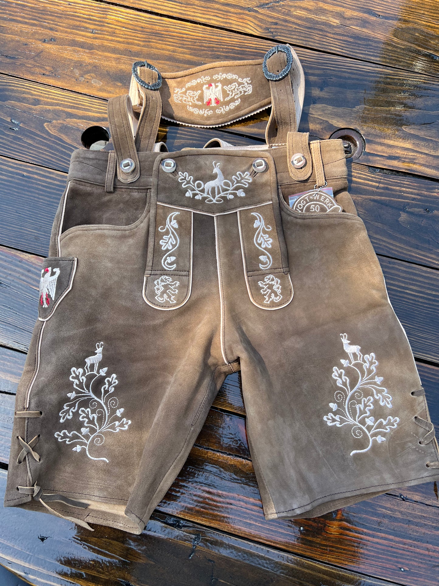 Men's Lederhosen "Vogtland2" H-Straps Brown