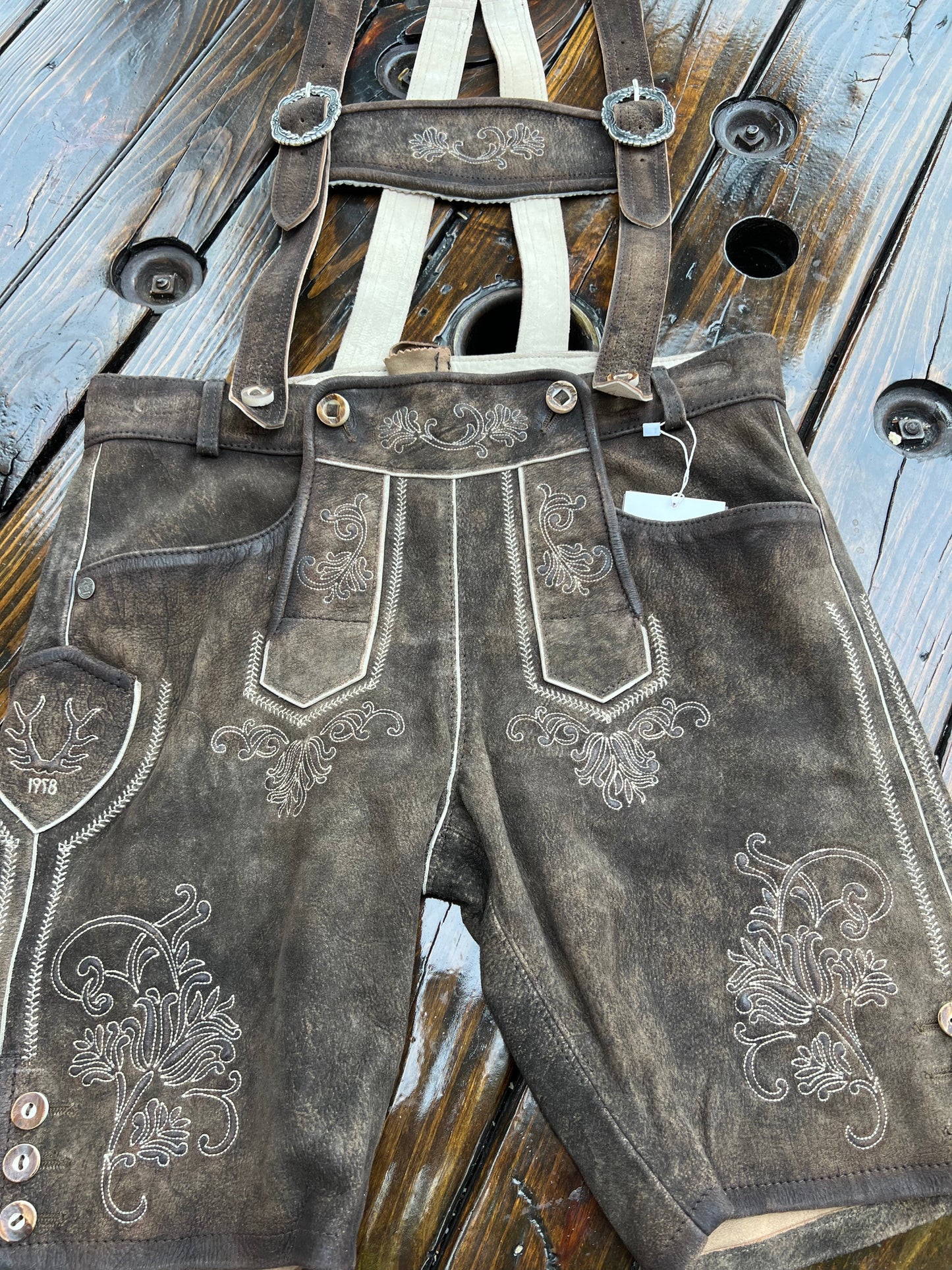 Kruger Men's Lederhosen "Austin" d. brown (w/suspenders)