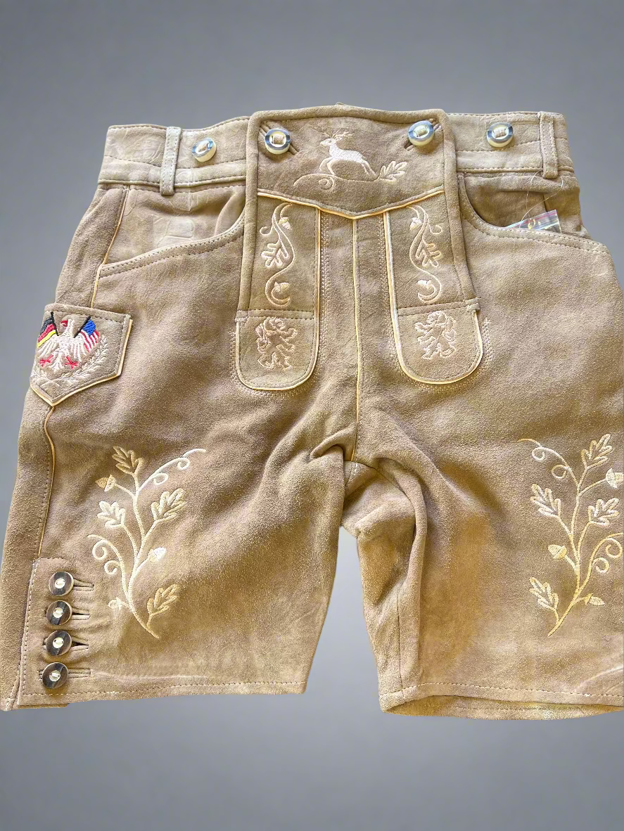 Men's Lederhosen "Vogtland3" H-Straps Light Brown (in USA stock)