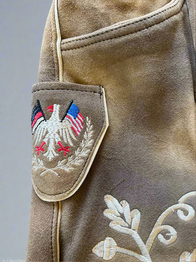 Men's Lederhosen "WurstLife" H-Straps Brown