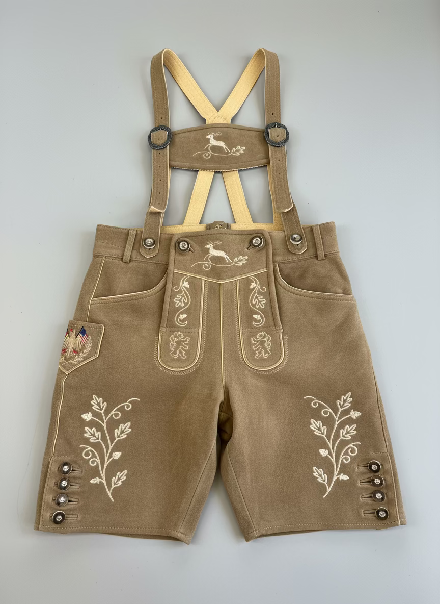 Men's Lederhosen "Vogtland3" H-Straps Light Brown (in USA stock)
