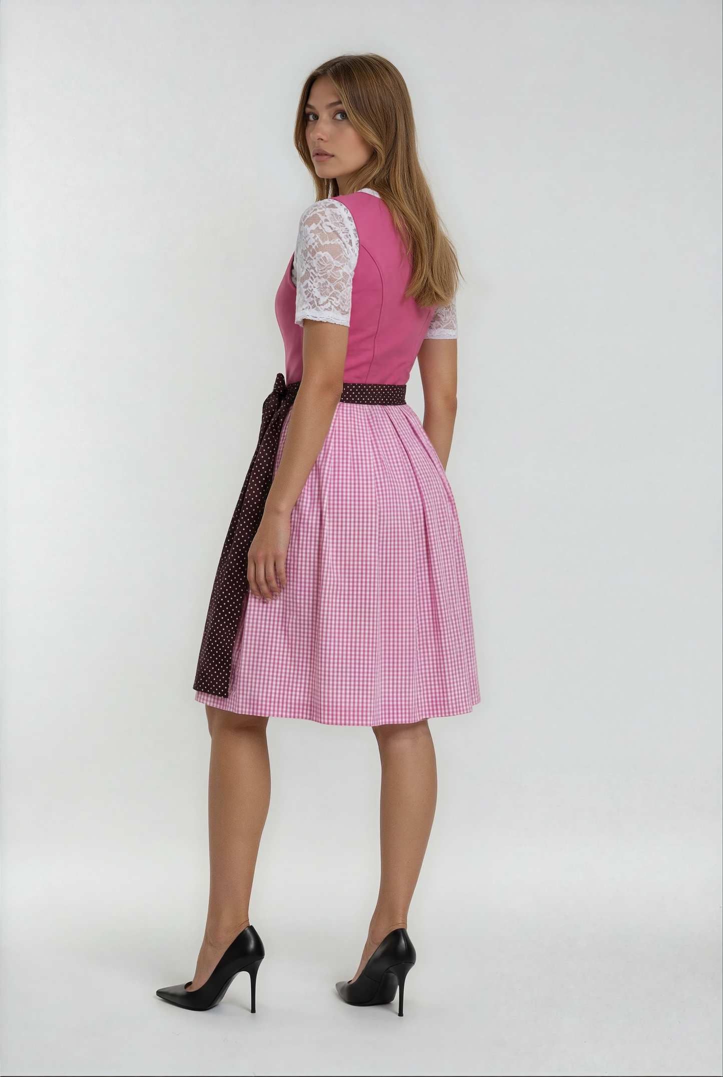 Midi Dirndl 2pcs. 60cm "Lyvia" berry (sizes 38-44 in USA stock)