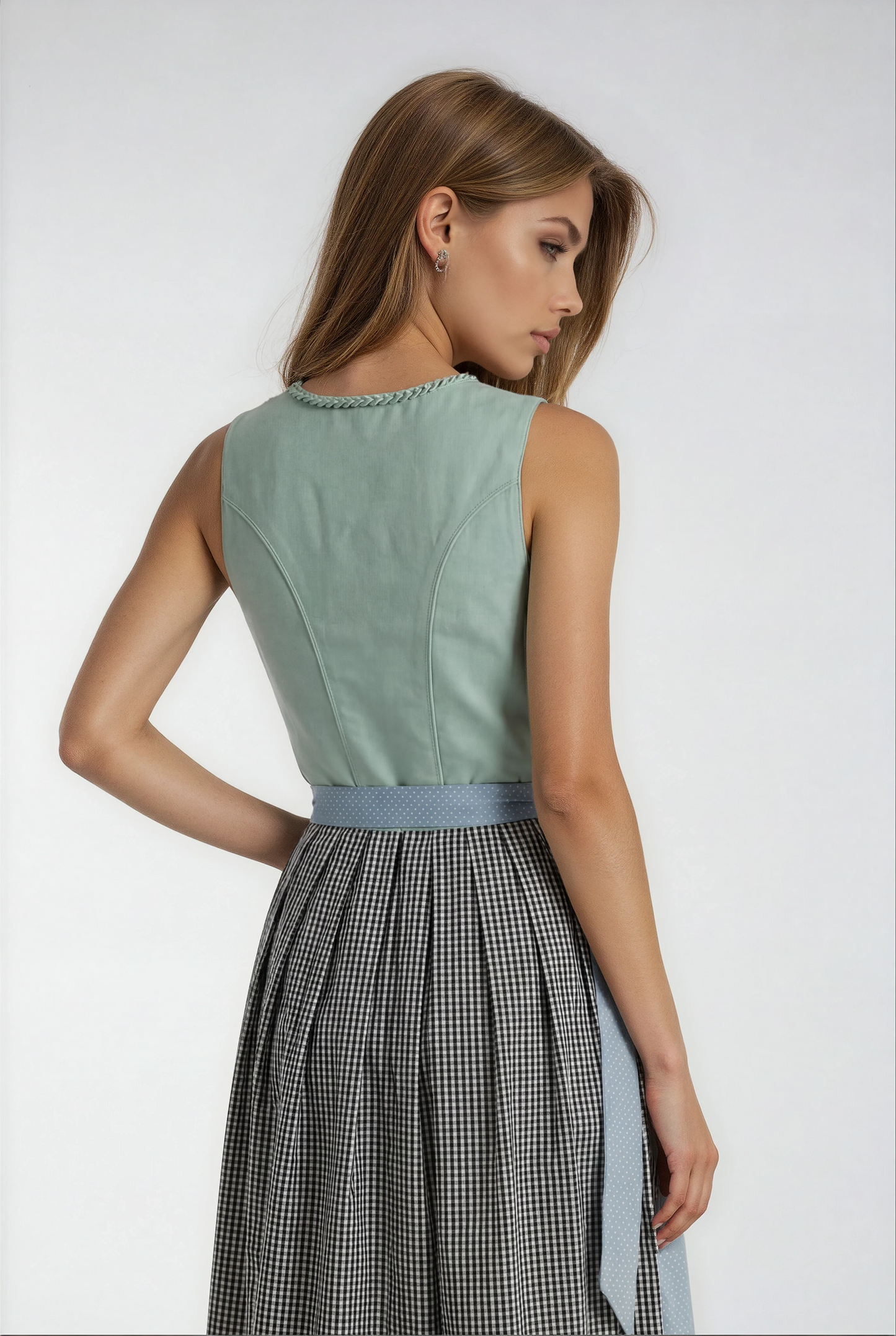 Midi Dirndl 2pcs. 60cm "Lyvia" sage (sizes 36-44 in USA stock)