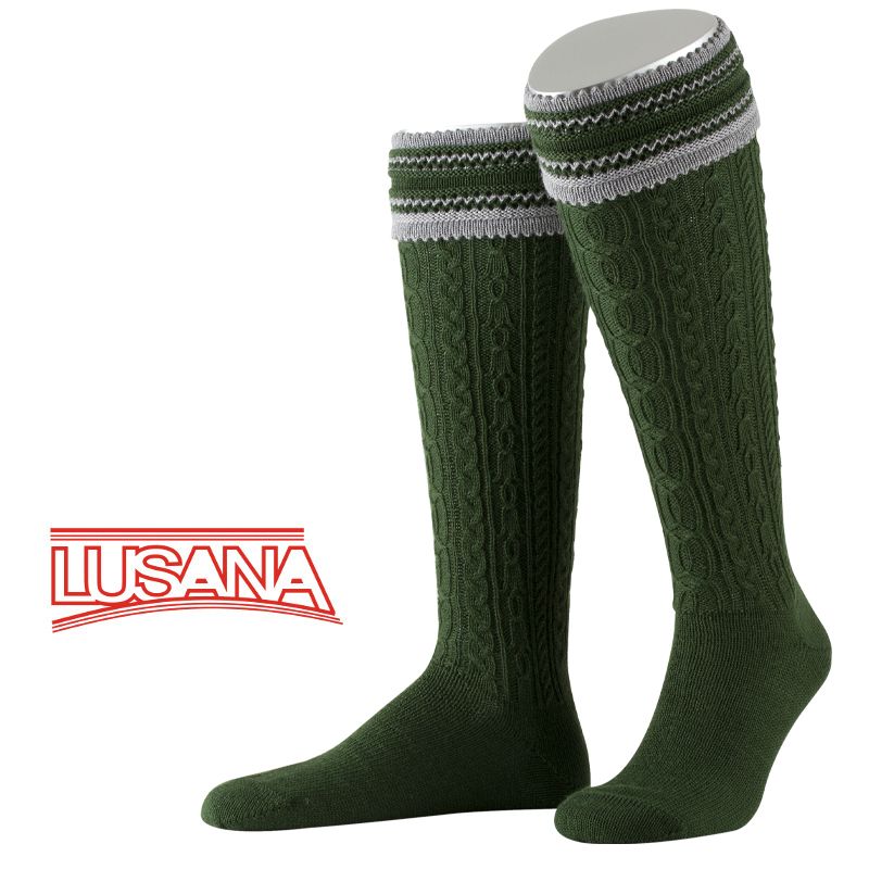 Lusana Traditional - Men's Knee-high hand-knit Fir/Grey (size 9 & 10) closeout
