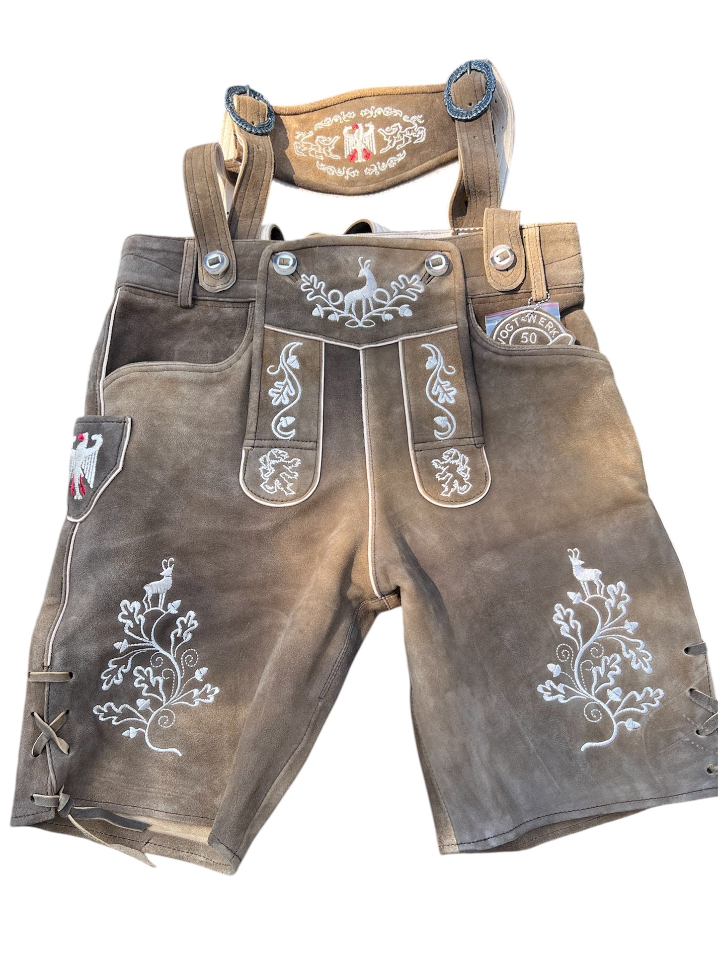 Men's Lederhosen "Vogtland2" H-Straps Brown