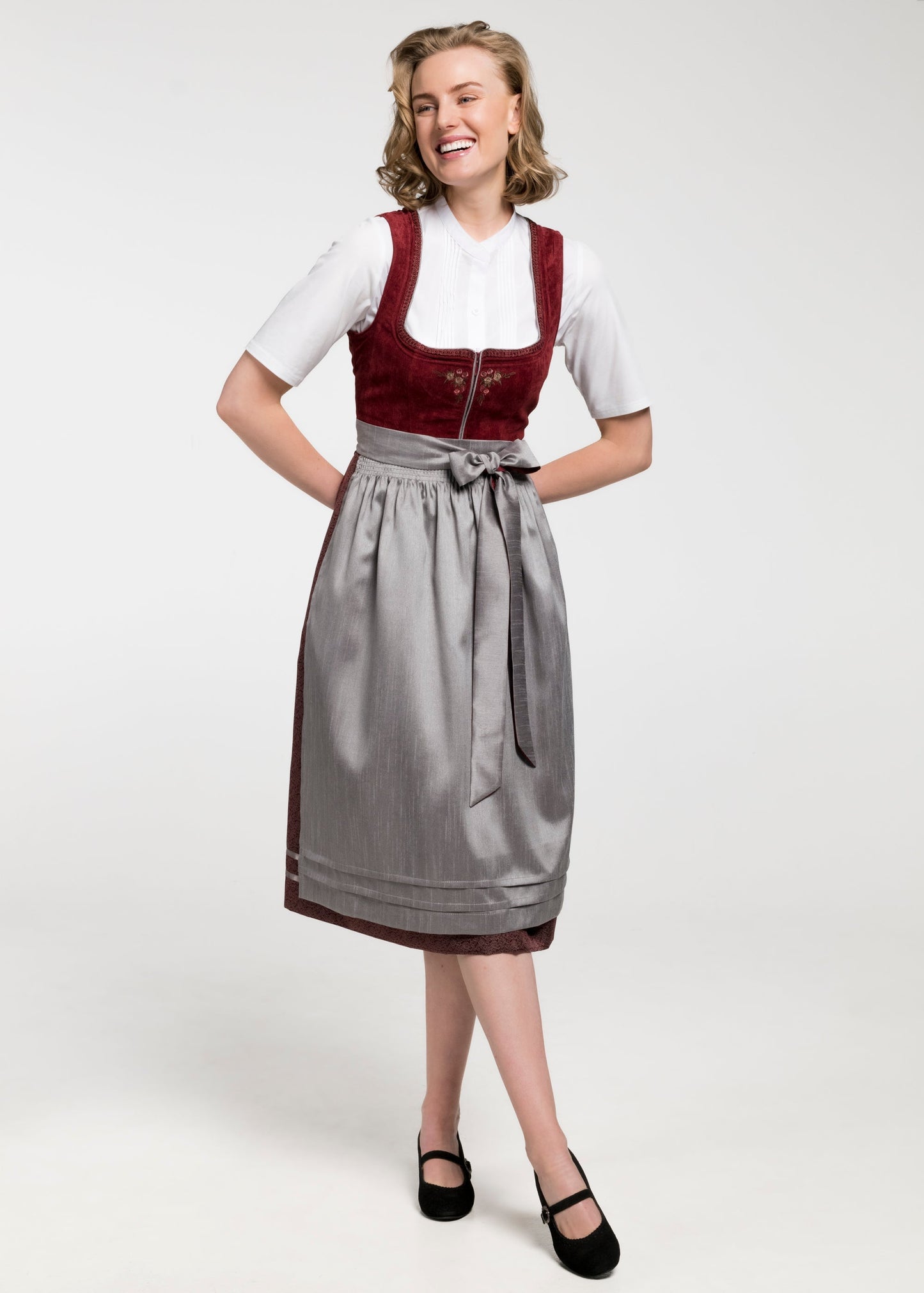 Spieth & Wensky Long Dirndl 2pcs. 70cm "Beatrice" grey/purple (50)