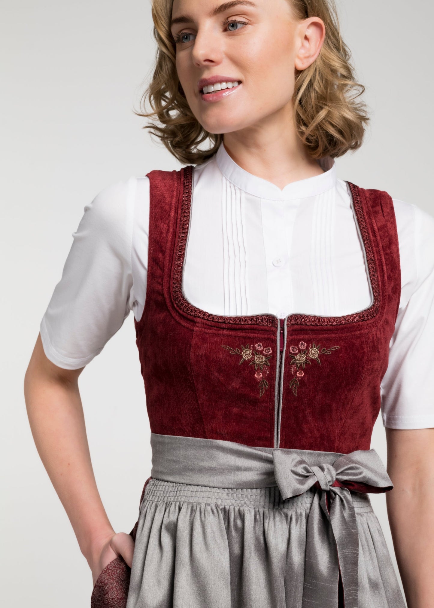 Spieth & Wensky Long Dirndl 2pcs. 70cm "Beatrice" grey/purple (50)