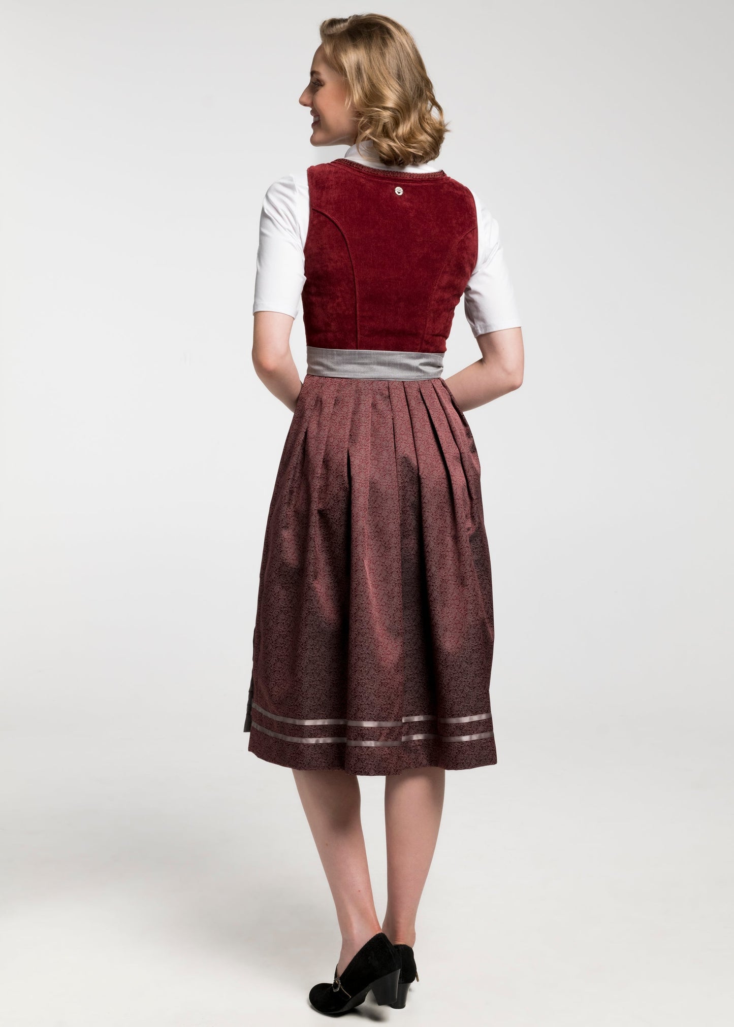 Spieth & Wensky Long Dirndl 2pcs. 70cm "Beatrice" grey/purple (50)