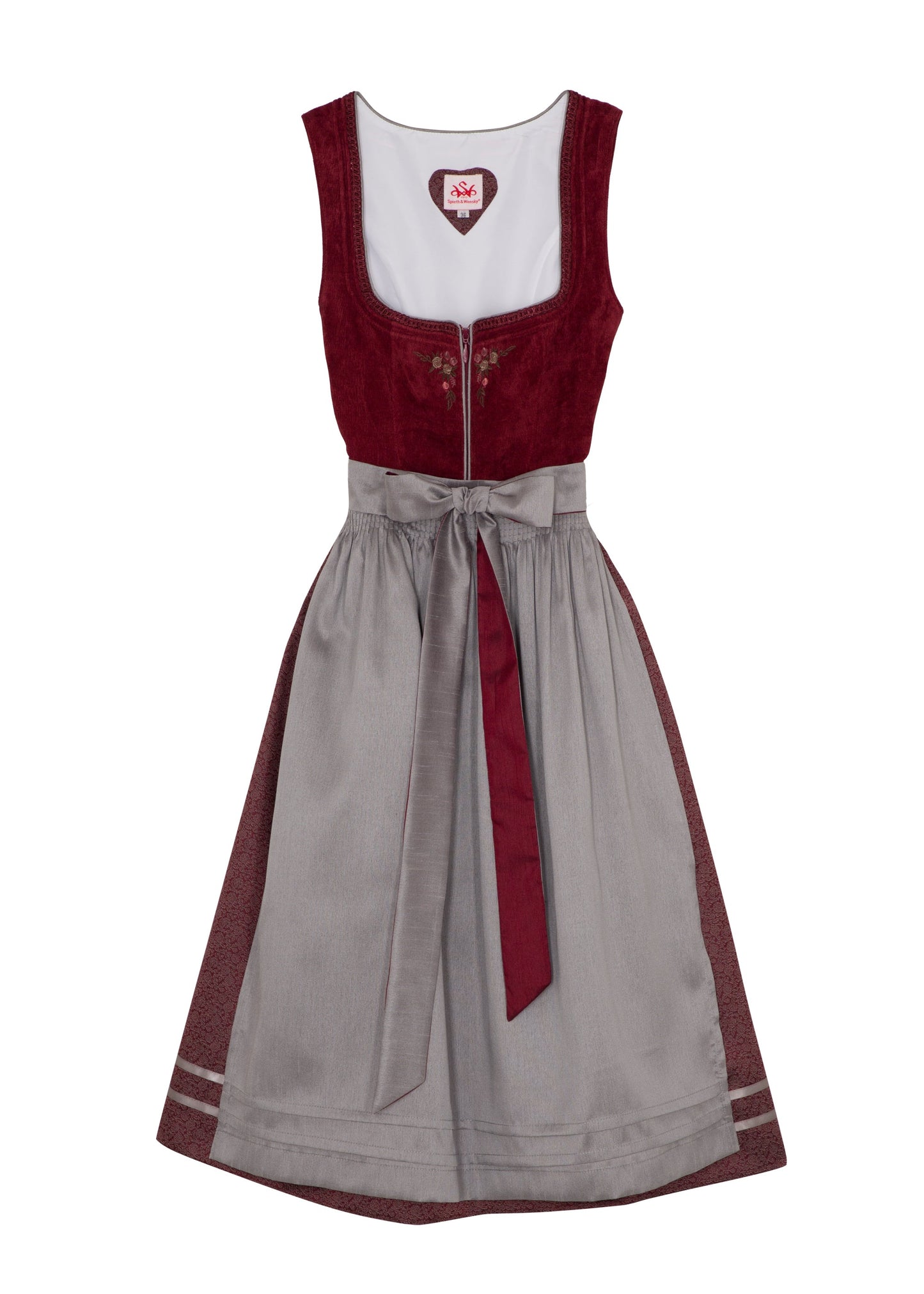 Spieth & Wensky Long Dirndl 2pcs. 70cm "Beatrice" grey/purple (50)
