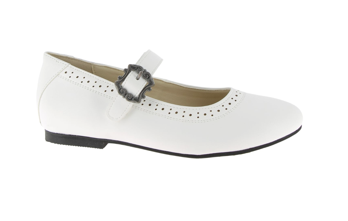 Hirschkogel Girls' Mary Jane Dirndl Shoe in White — Trachten & Communion Flat