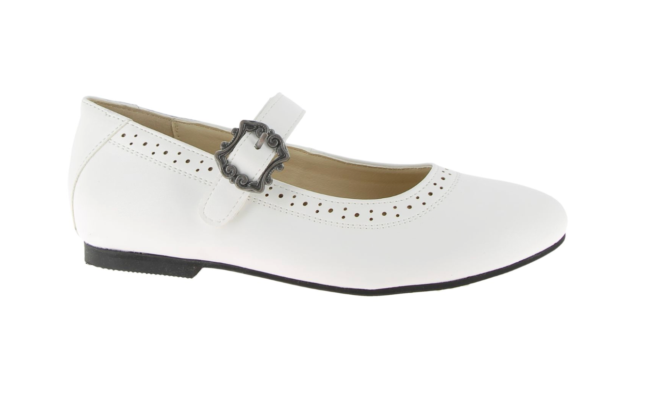 Hirschkogel Girls' Mary Jane Dirndl Shoe in White — Trachten & Communion Flat