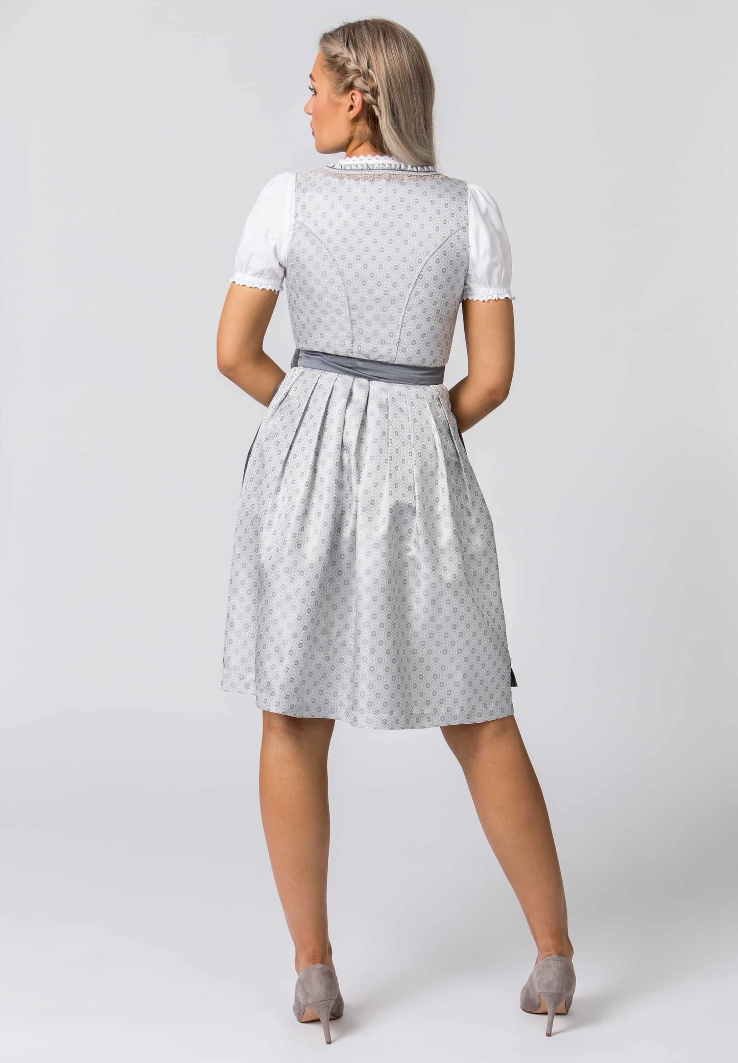 Stockerpoint Midi Dirndl 2pcs. 60cm "Sonja" light grey (42) closeout