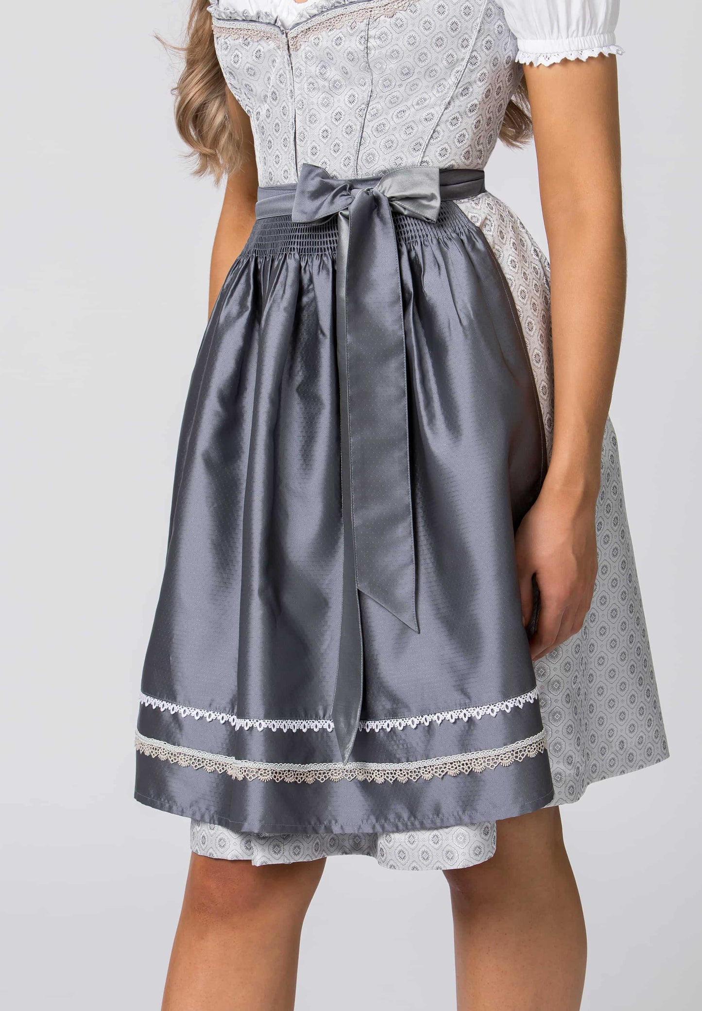 Stockerpoint Midi Dirndl 2pcs. 60cm "Sonja" light grey (42) closeout