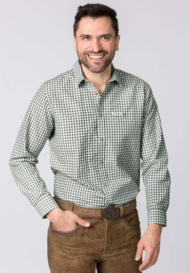 Stockerpoint Traditional Campos3 "Schilf" long sleeve shirt featuring retro design and horn buttons.